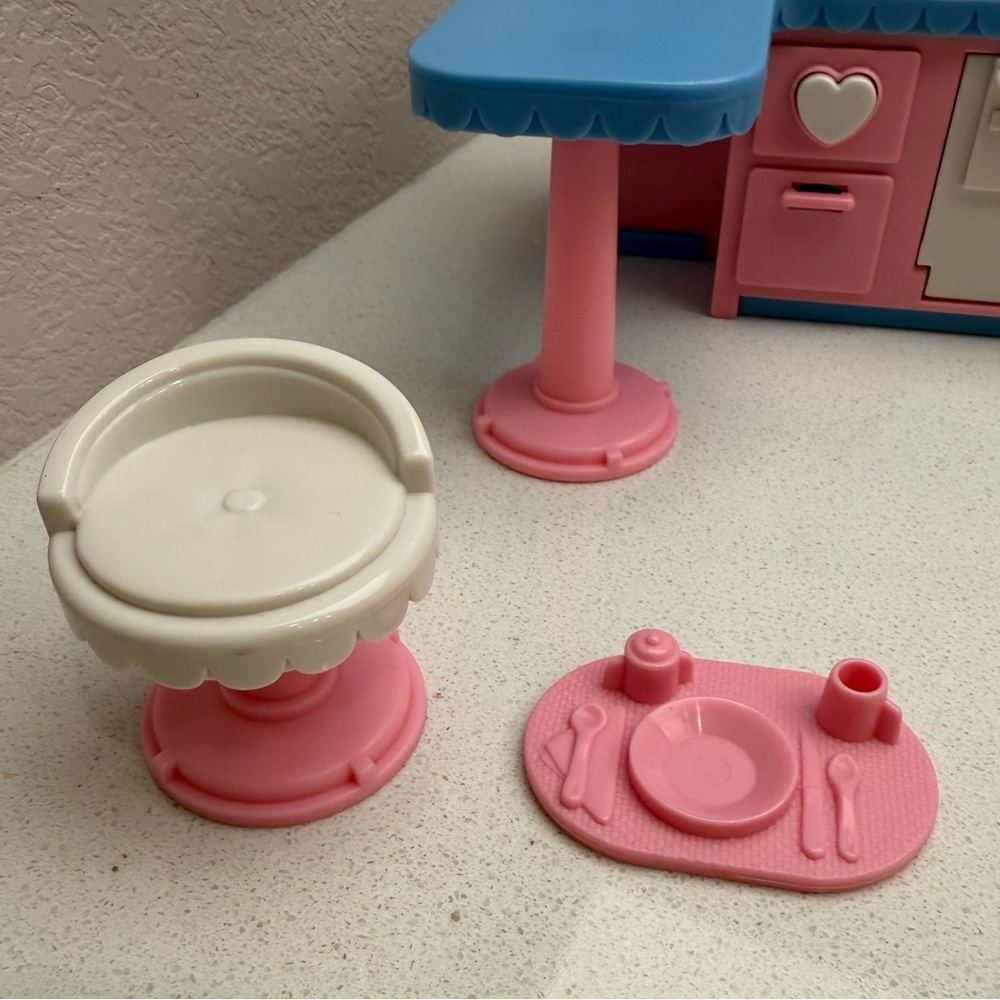 Vintage Playskool Play Around Dollhouse Series Kitchen Island Dishwasher Toaster - Picture 10 of 14